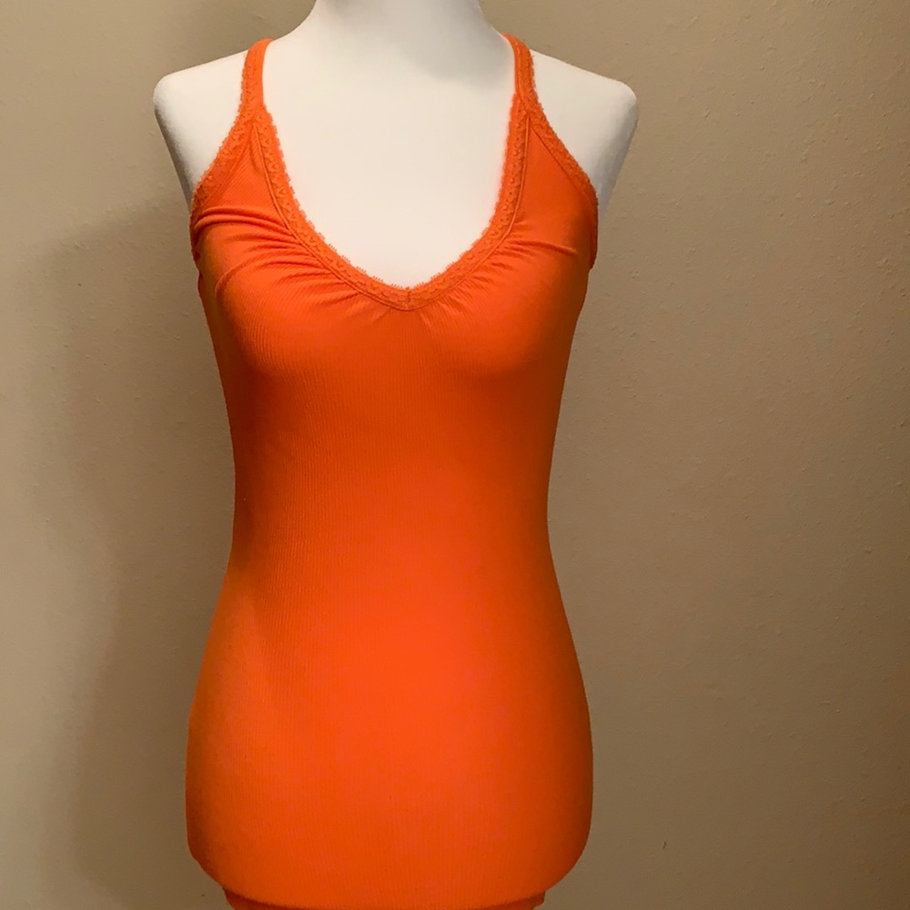 Guess Orange V neck TANK EUC size small